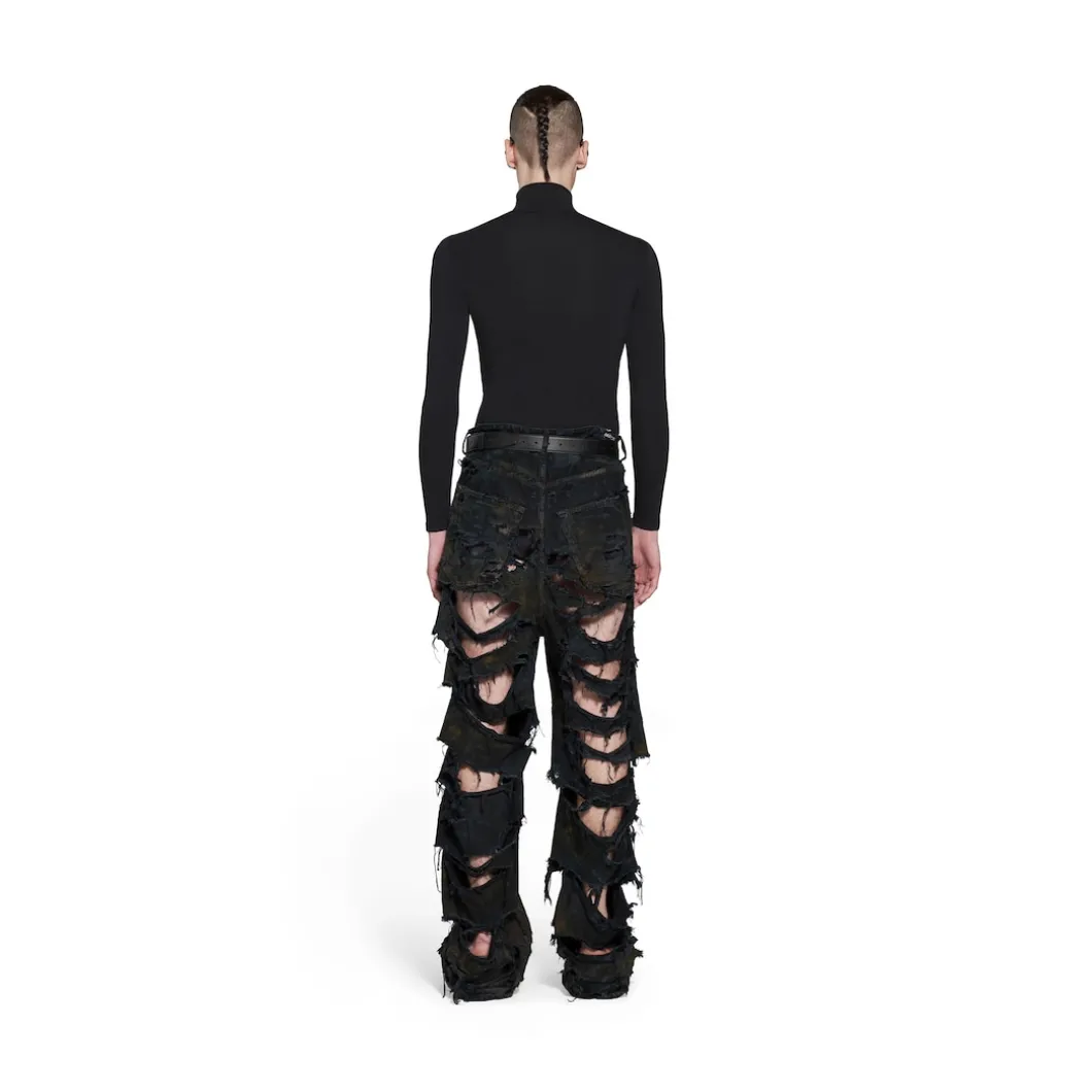 Pantaloni Baggy Super Destroyed in Nero