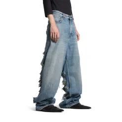 Pantaloni Baggy Super Destroyed in Azzurro