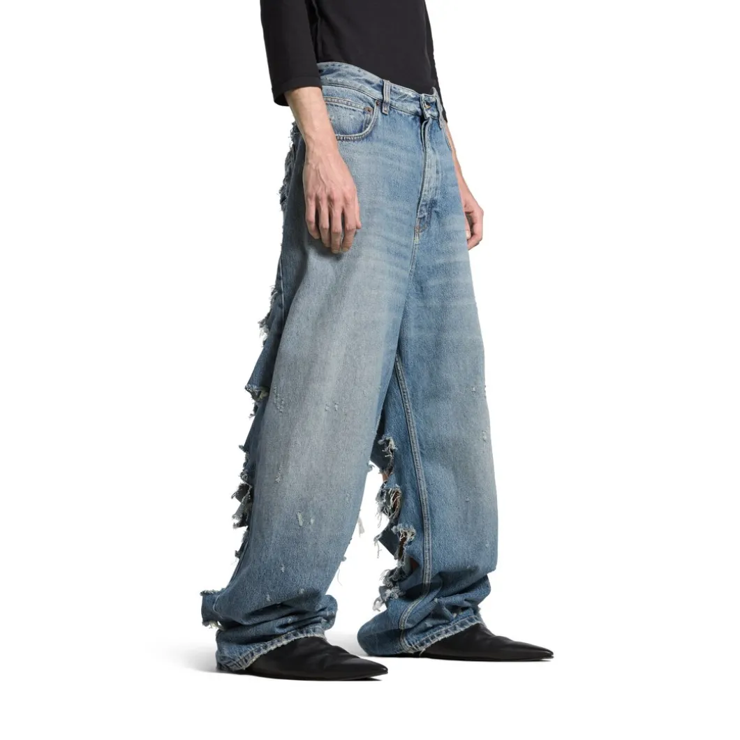 Pantaloni Baggy Super Destroyed in Azzurro
