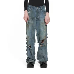 Pantaloni Baggy Super Destroyed in Azzurro
