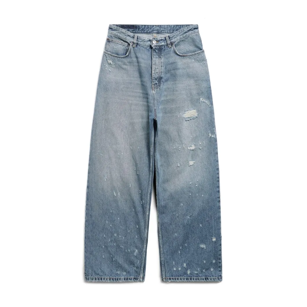 Pantaloni Baggy Super Destroyed in Azzurro