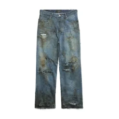 Pantaloni Baggy Super Destroyed in Azzurro