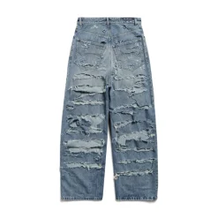 Pantaloni Baggy Super Destroyed in Azzurro
