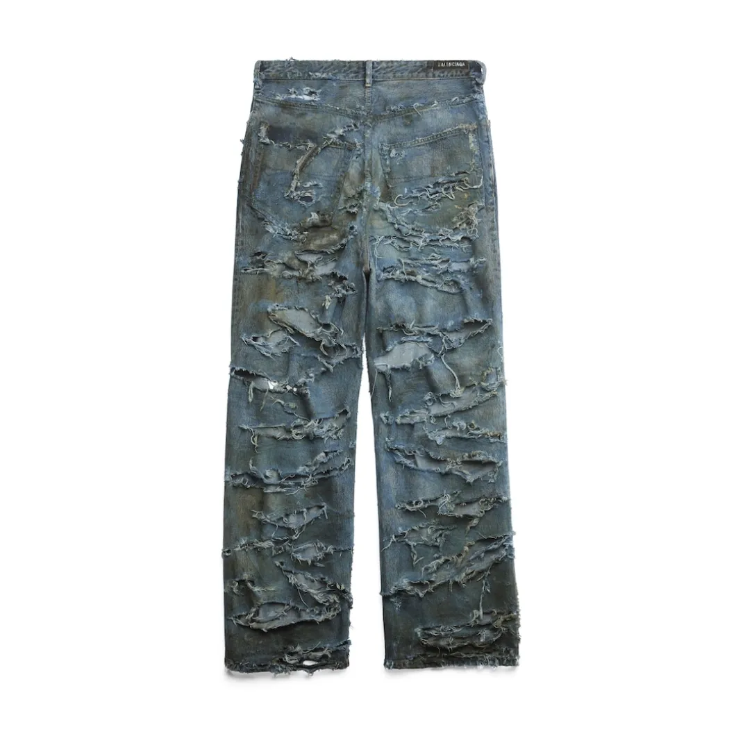 Pantaloni Baggy Super Destroyed in Azzurro