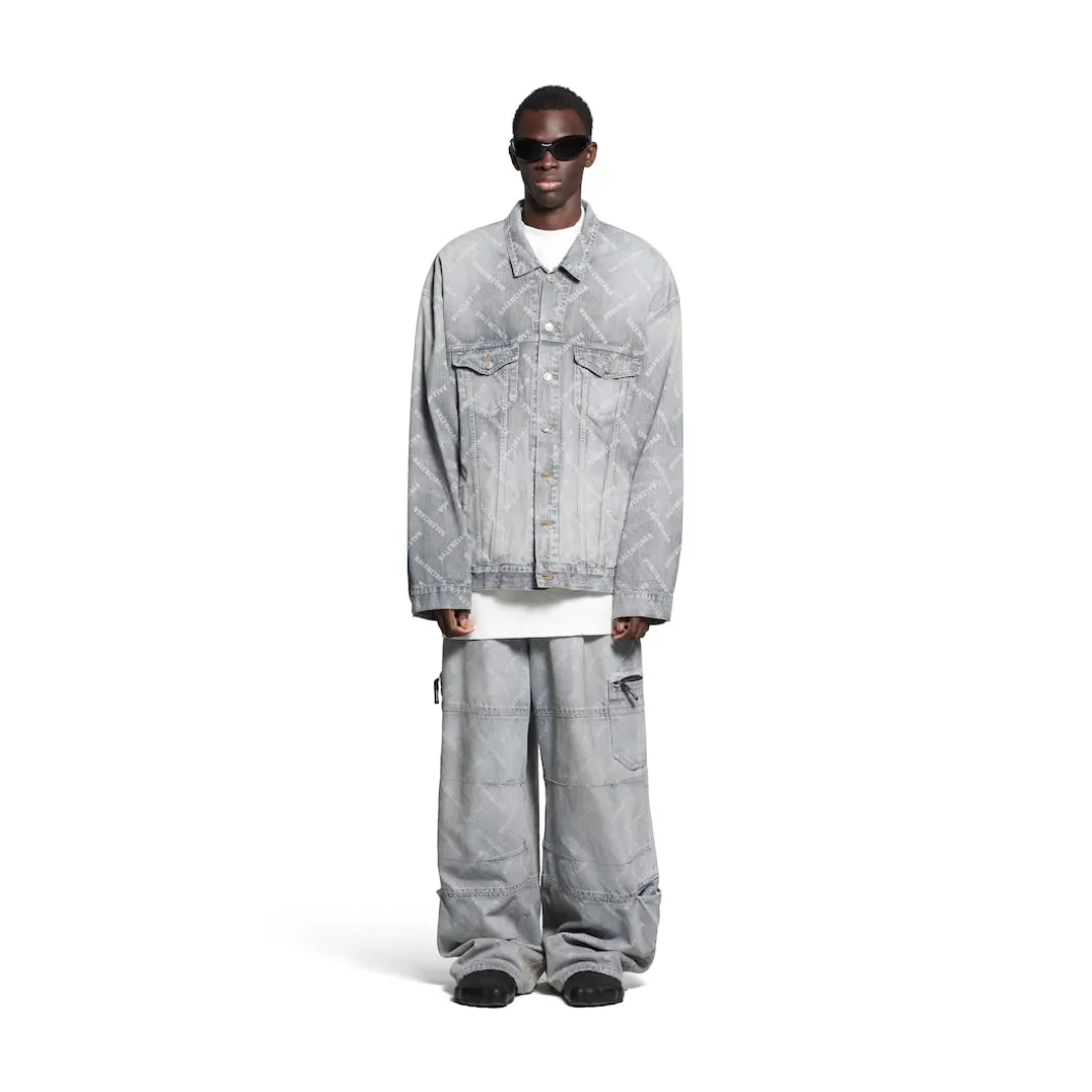 Pantaloni Cargo Bal Diagonal Allover in Azzurro