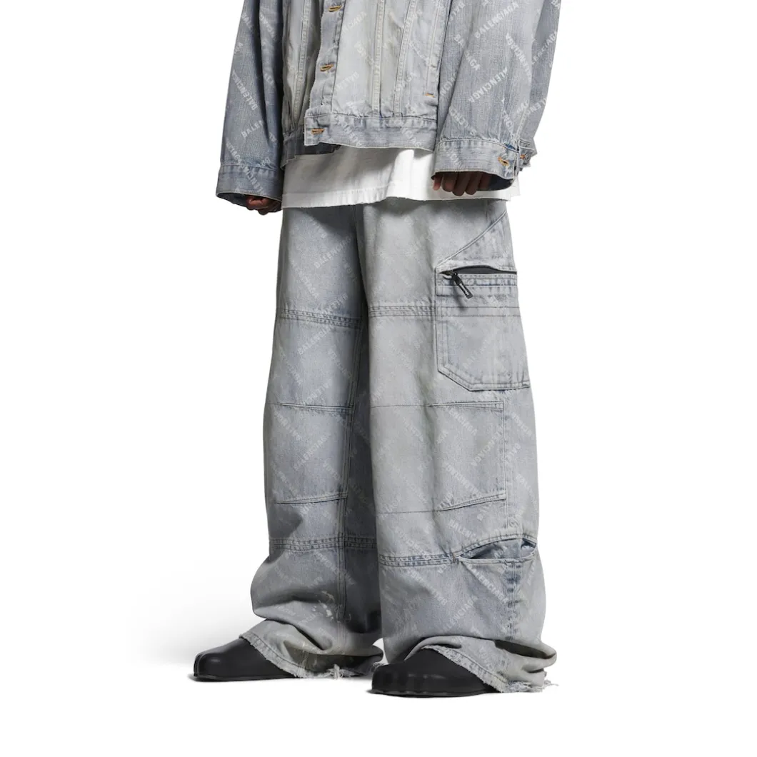 Pantaloni Cargo Bal Diagonal Allover in Azzurro