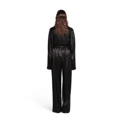 Pantaloni Con Strass Pyjama da Donna in Nero