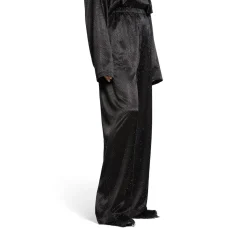 Pantaloni Con Strass Pyjama da Donna in Nero