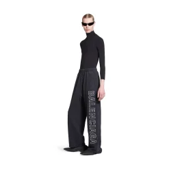 Pantaloni Da Tuta Baggy Outline in Nero Délavé
