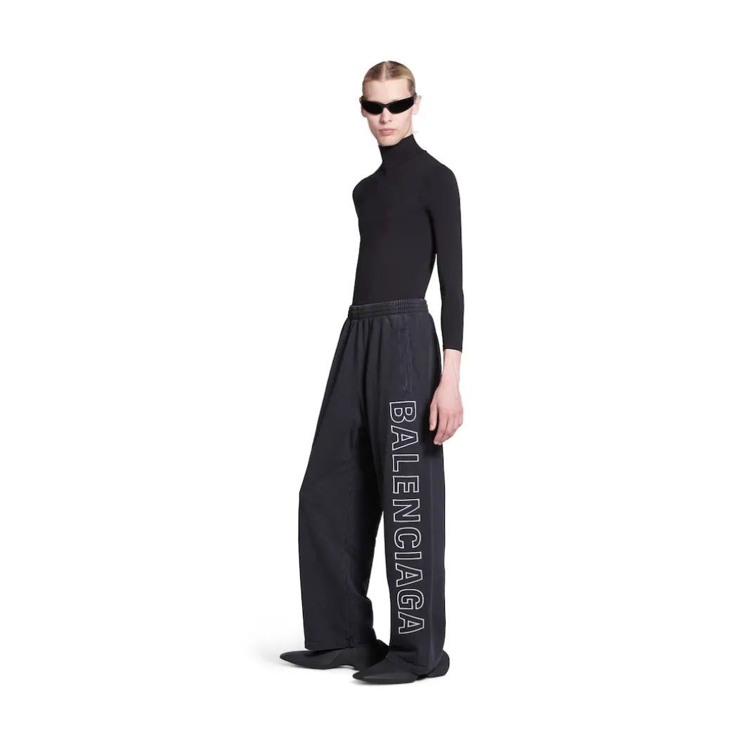 Pantaloni Da Tuta Baggy Outline in Nero Délavé