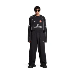 Pantaloni Da Tuta Baggy Soccer in Nero/bianco