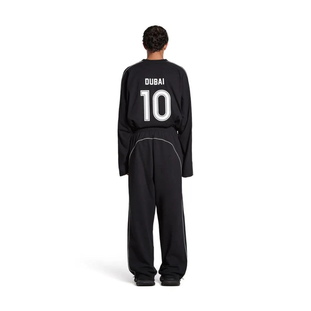 Pantaloni Da Tuta Baggy Soccer in Nero/bianco