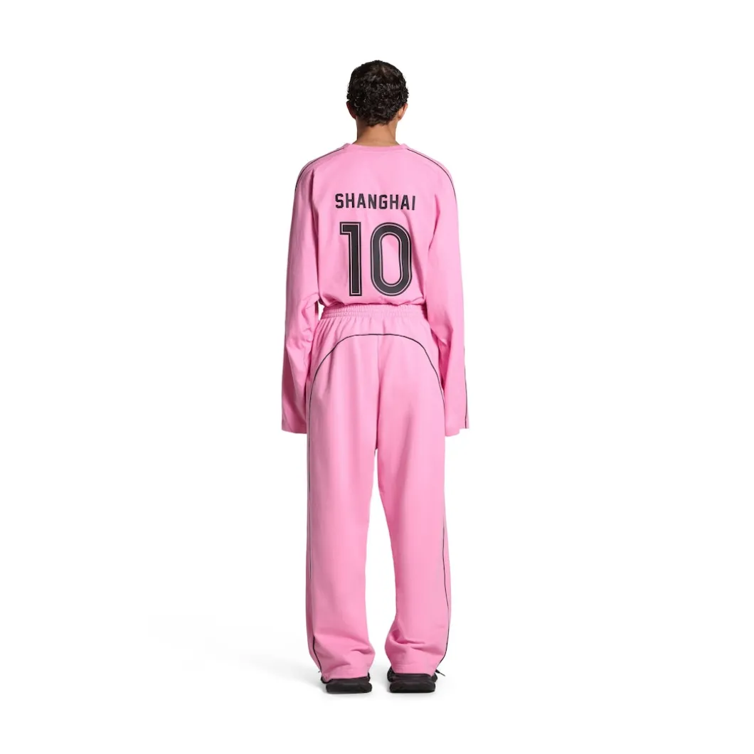Pantaloni Da Tuta Baggy Soccer in Rosa/nero