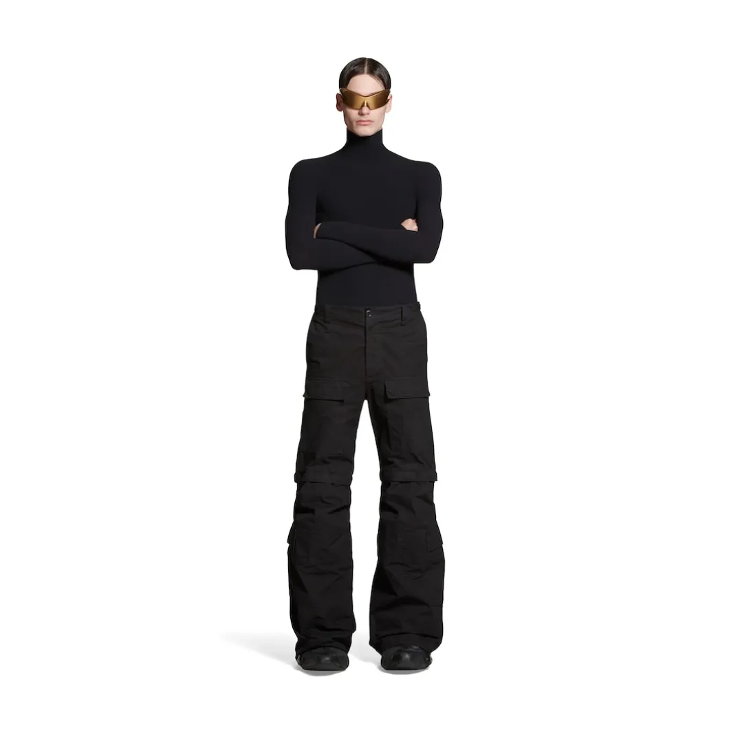 Pantaloni Flared Cargo in Nero