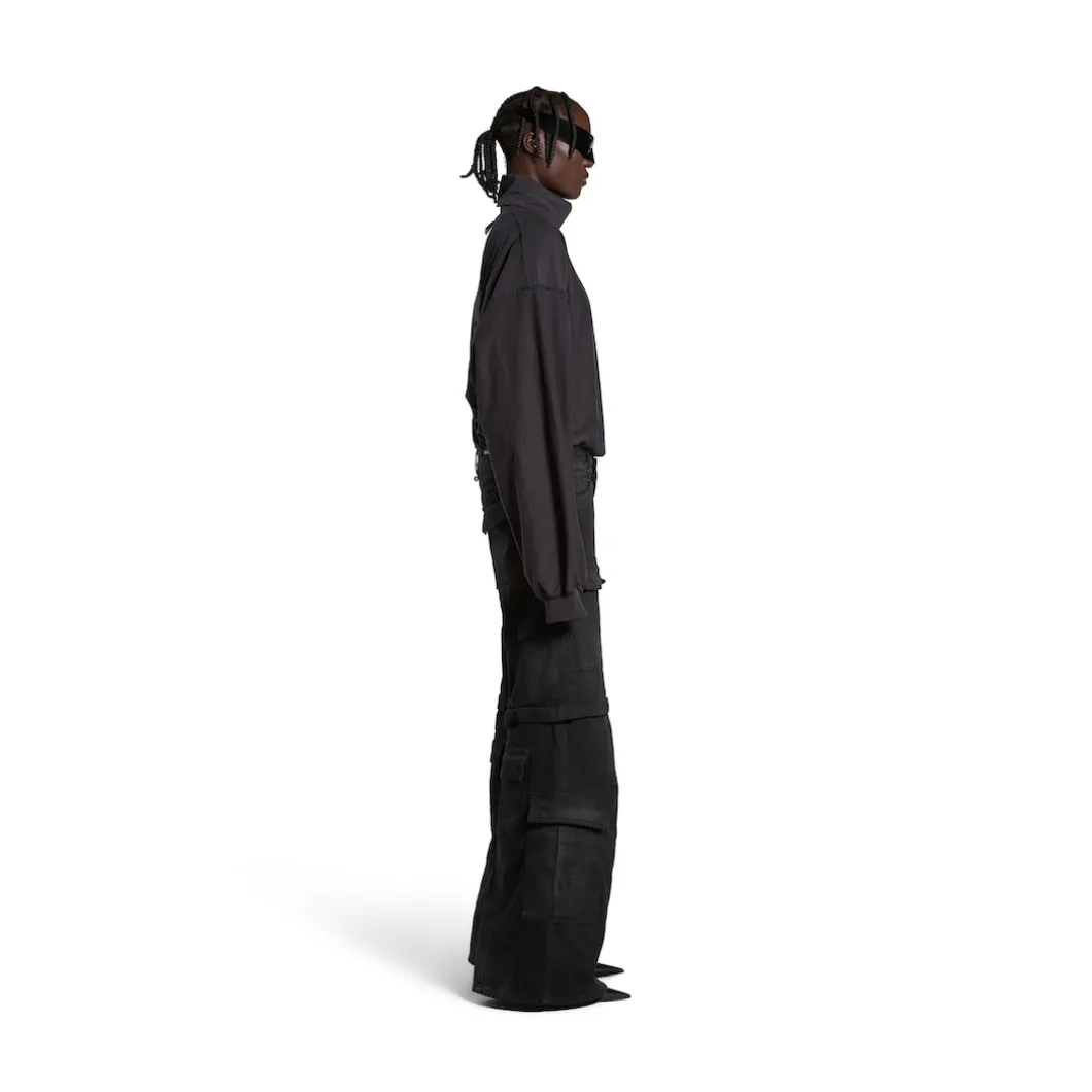 Pantaloni Flared Cargo in Nero