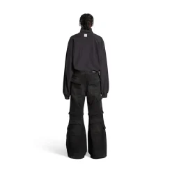 Pantaloni Flared Cargo in Nero