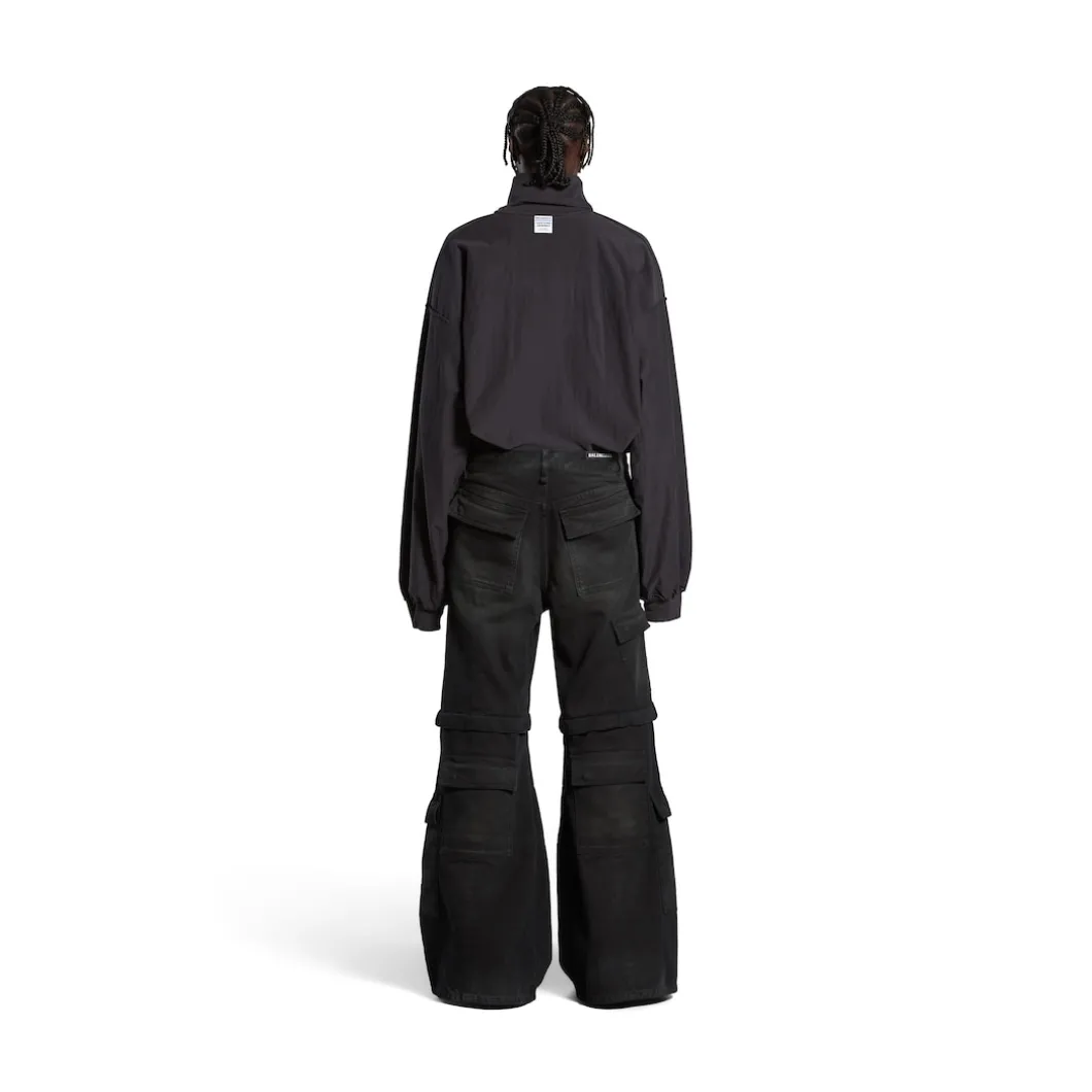 Pantaloni Flared Cargo in Nero