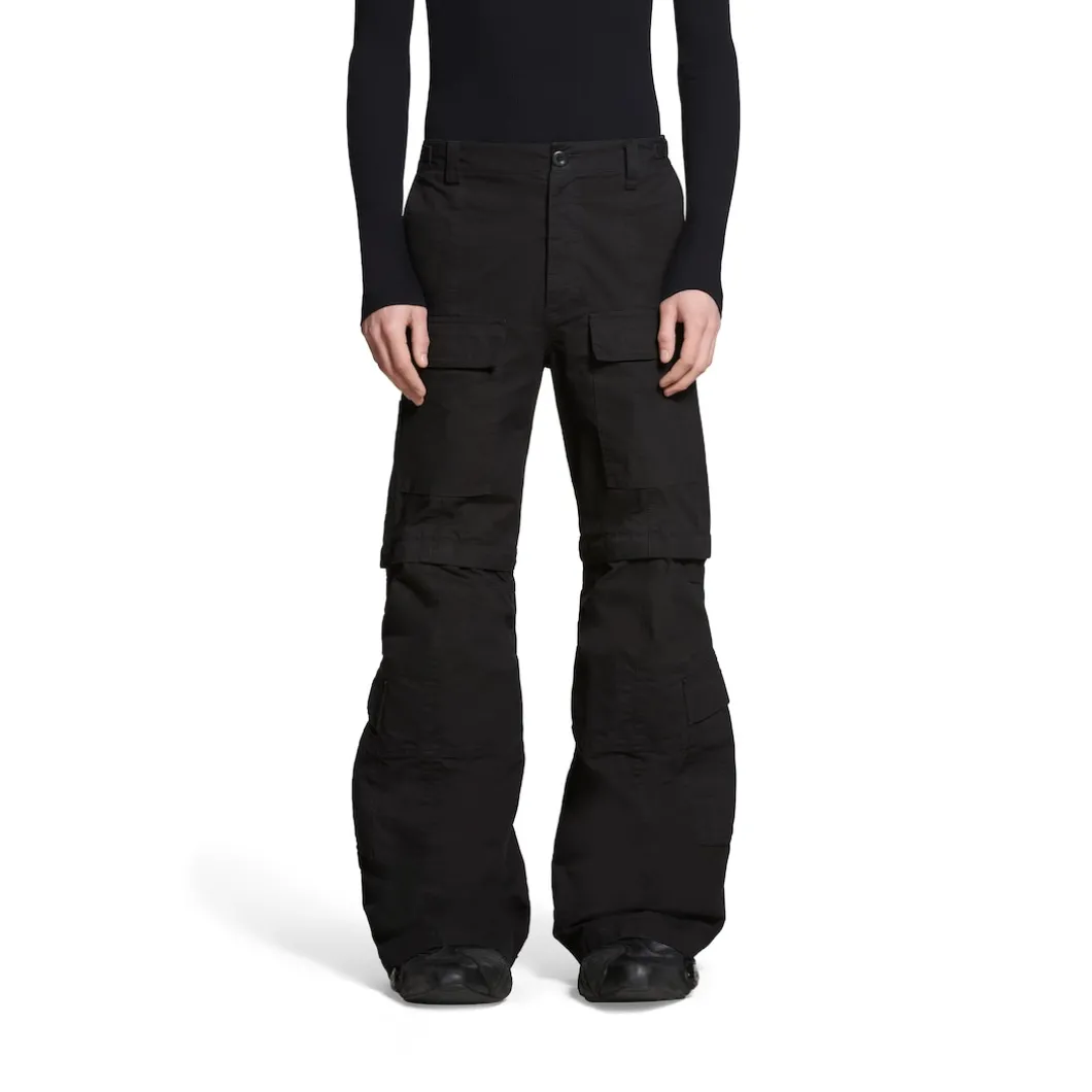Pantaloni Flared Cargo in Nero