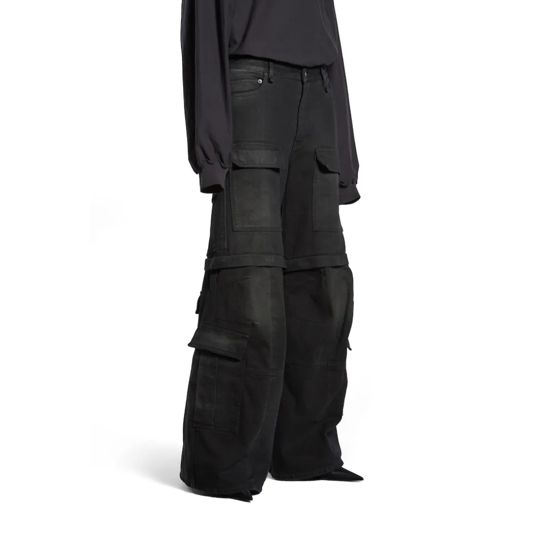 Pantaloni Flared Cargo in Nero