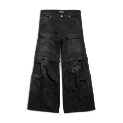 Pantaloni Flared Cargo in Nero