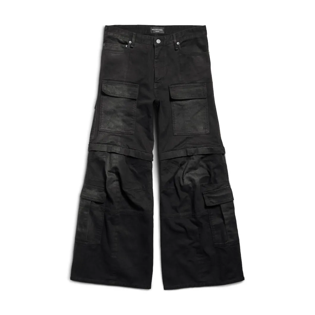Pantaloni Flared Cargo in Nero