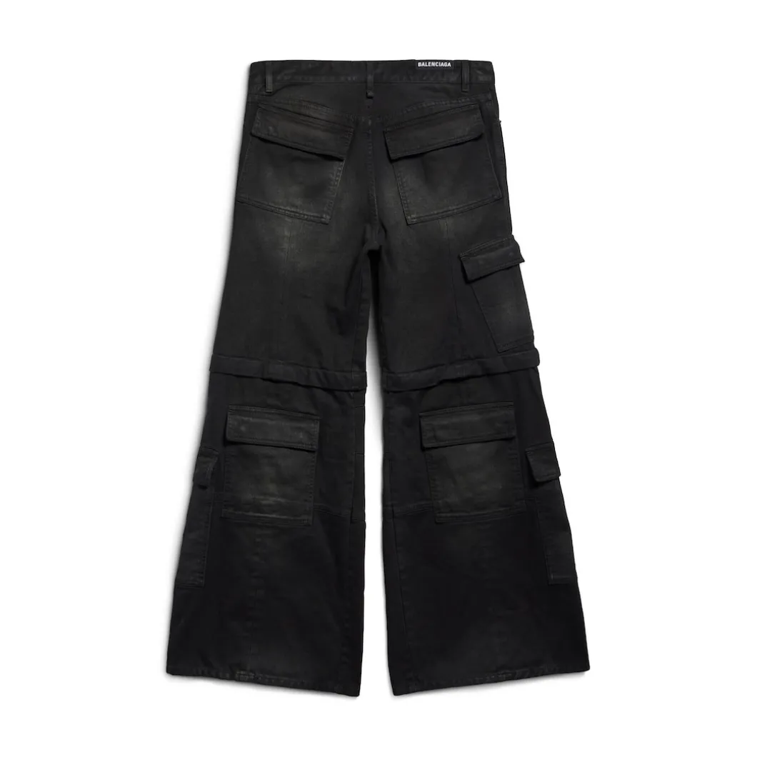 Pantaloni Flared Cargo in Nero