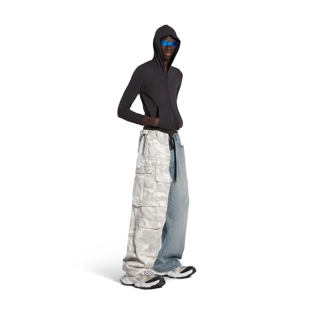 Pantaloni Hybrid Baggy Grayscale Camo in Azzurro