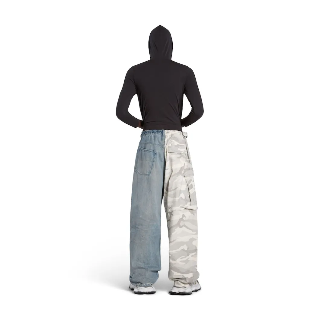 Pantaloni Hybrid Baggy Grayscale Camo in Azzurro