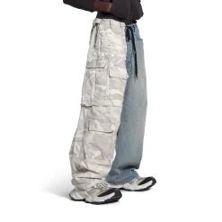 Pantaloni Hybrid Baggy Grayscale Camo in Azzurro