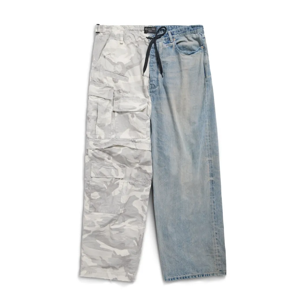 Pantaloni Hybrid Baggy Grayscale Camo in Azzurro