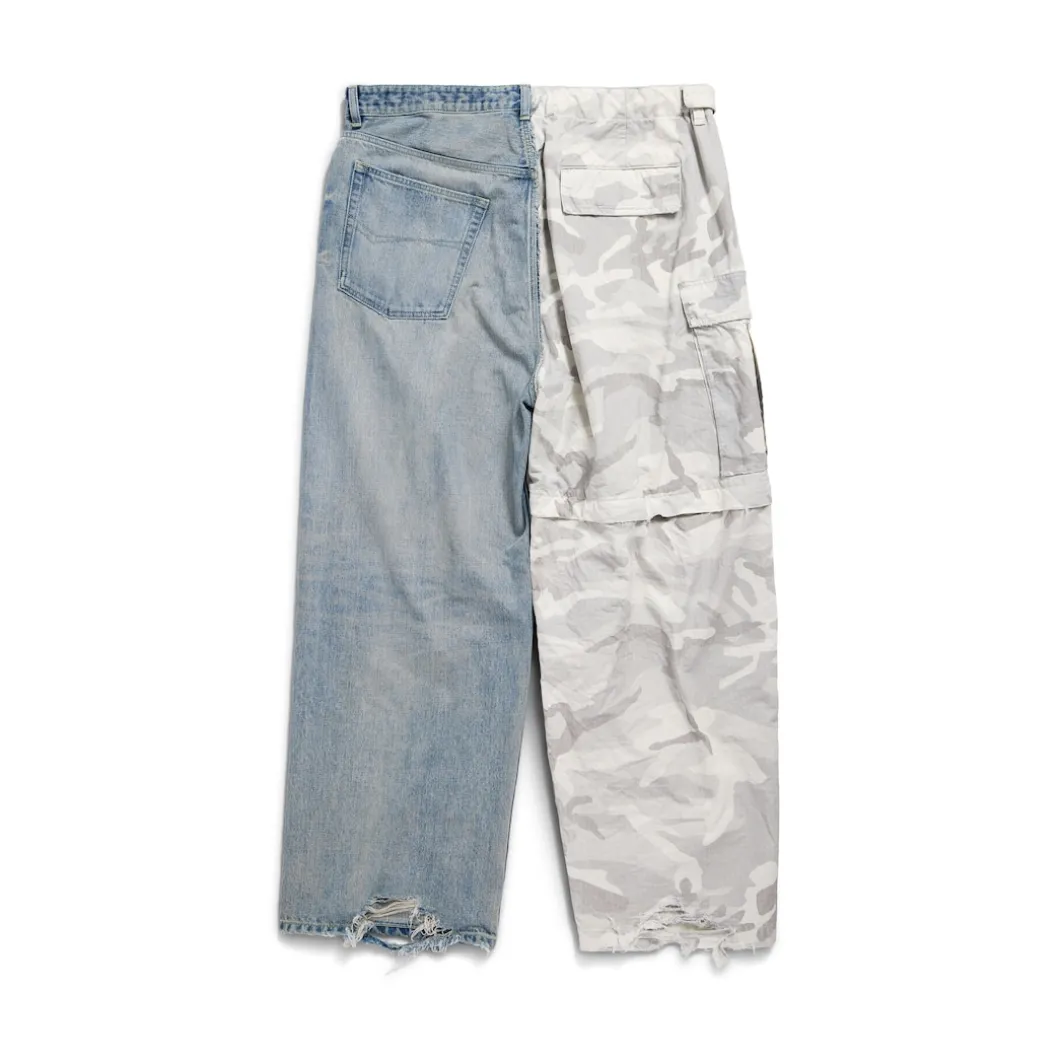 Pantaloni Hybrid Baggy Grayscale Camo in Azzurro
