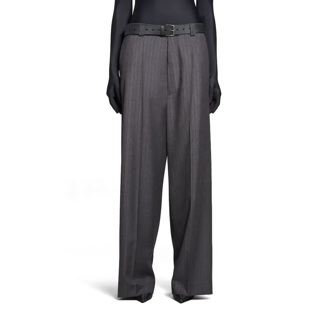 Pantaloni Loose Tailored in Grigio/rosso
