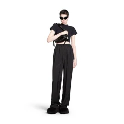 Pantaloni Tracksuit Bal Diagonal Allover Fluidi da Donna in Nero