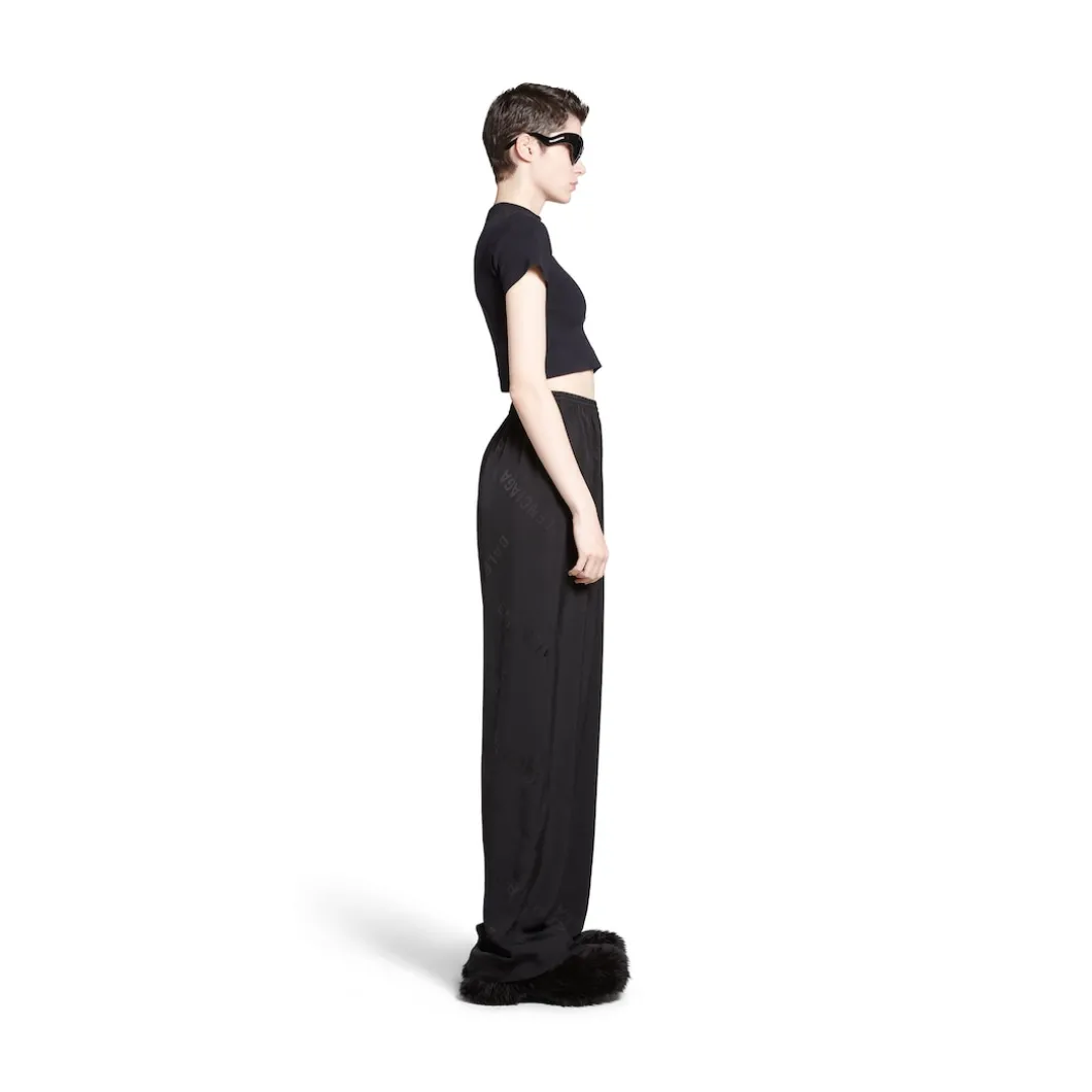 Pantaloni Tracksuit Bal Diagonal Allover Fluidi da Donna in Nero