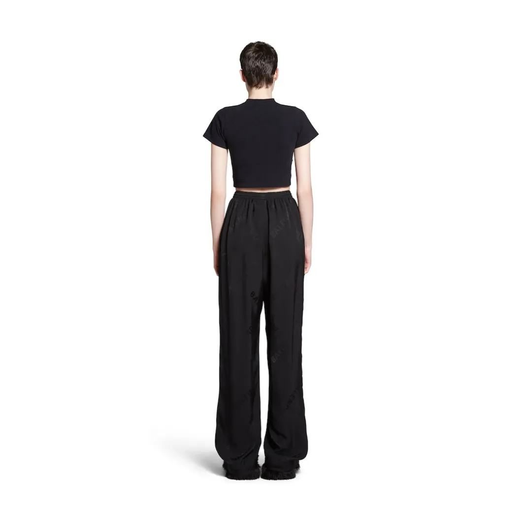 Pantaloni Tracksuit Bal Diagonal Allover Fluidi da Donna in Nero