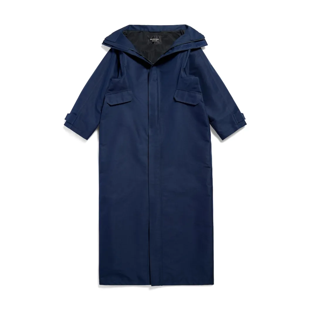 Parka Swing Maxi da Donna in Blu Scuro