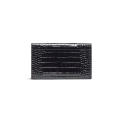 Pochette Hourglass Piatta Con Patta Con Lavorazione Coccodrillo  da Donna in Nero