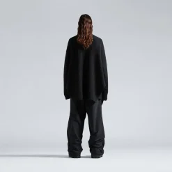 Poncho A Collo Alto Con Mezza Zip in Nero
