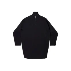 Poncho A Collo Alto Con Mezza Zip in Nero