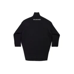 Poncho A Collo Alto Con Mezza Zip in Nero