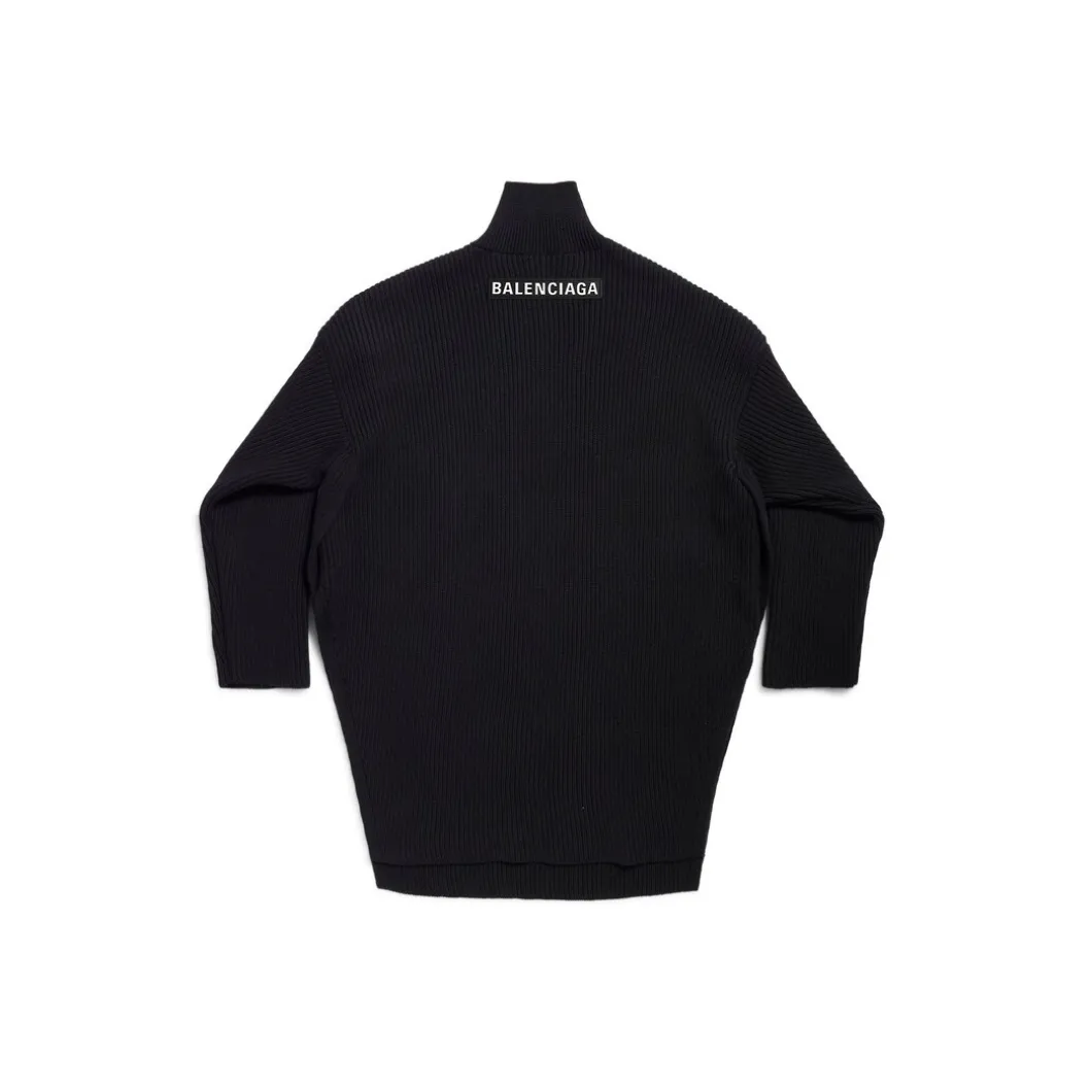 Poncho A Collo Alto Con Mezza Zip in Nero