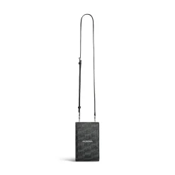 Porta Cellulare Con Tracolla Signature In Tela Spalmata Bb Monogram  da Uomo in Nero