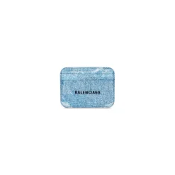 Portacarte Cash Con Stampa Denim da Donna in Blu