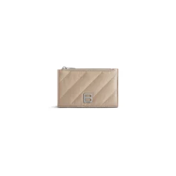 Portacarte E Portamonete Lungo Crush Trapuntato da Donna in Beige