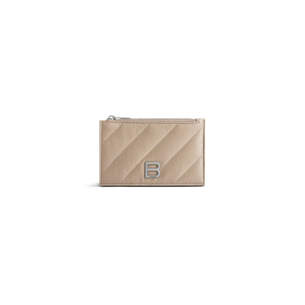 Portacarte E Portamonete Lungo Crush Trapuntato da Donna in Beige