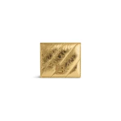 Portacarte E Portamonete Con Patta Crush Metallizzato E Trapuntato  da Donna in Oro