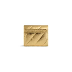 Portacarte E Portamonete Con Patta Crush Metallizzato E Trapuntato  da Donna in Oro