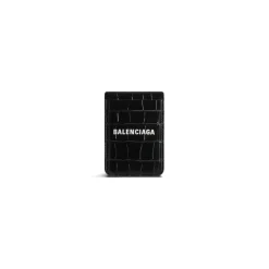 Portacarte Magnetico Cash Con Lavorazione Coccodrillo da Donna in Nero/bianco