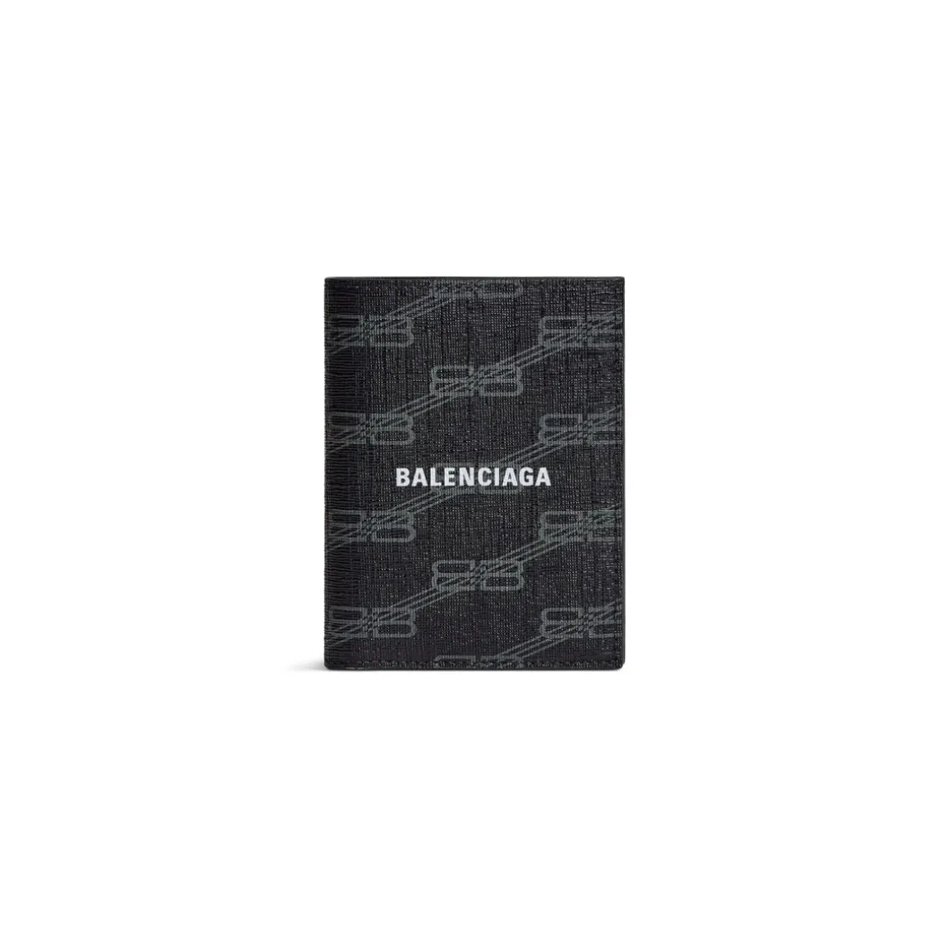 Portafoglio Bi-fold Verticale Signature In Tela Spalmata Bb Monogram da Uomo in Nero/grigio