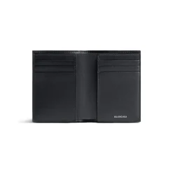 Portafoglio Bi-fold Verticale Monaco da Uomo in Nero